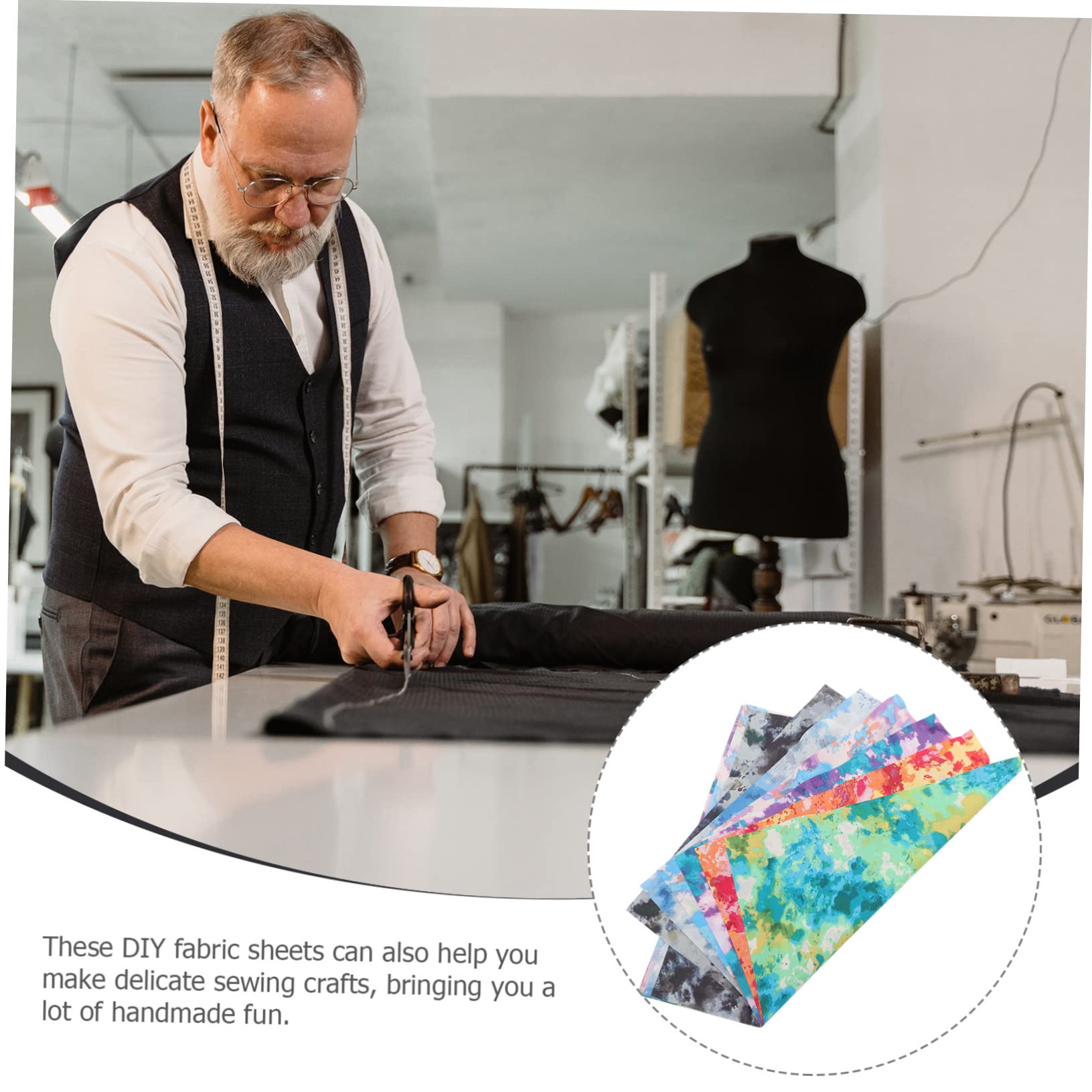 VILLCASE 18 Blätter Batik-Patchwork mit Farbverlauf vorgeschnitten DIY-Bastelmaterial Batik-Stoffquadrate bastelzeug handwerkskunst festliches dekoratives Patchwork DIY liefert Baumwolle