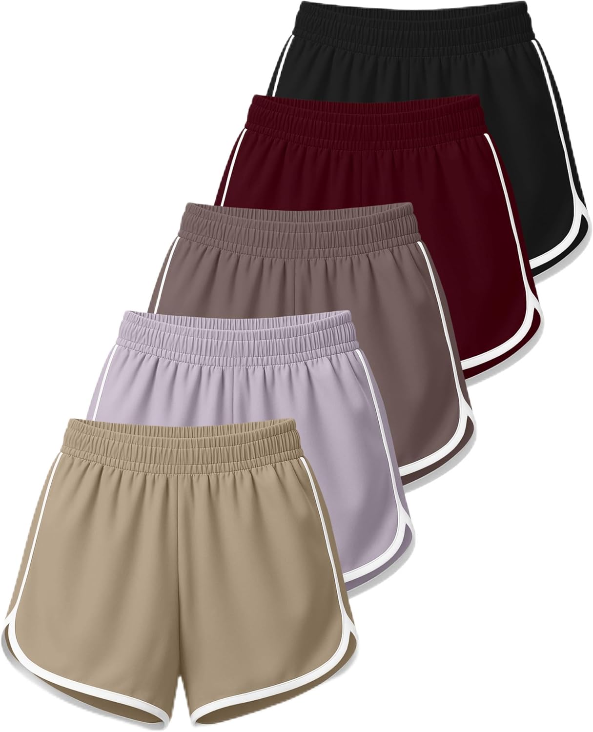 Real Essentials 5 Pack: Women’s Dry-Fit Dolphin Shorts – Athletic Running Workout Gym Lounge Active Casual (Plus Available)