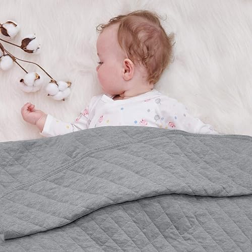Miniatura 2 de Manta de algodón orgánico para niños y niñas, manta acolchada súper suave y cálida, manta hipoalergénica para cuna de bebé, 39 x 39 pulgadas, color
