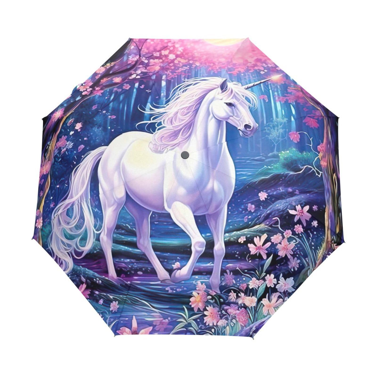 Parapluie licorne fleur de printemps, cadeau idéal compact - 8
