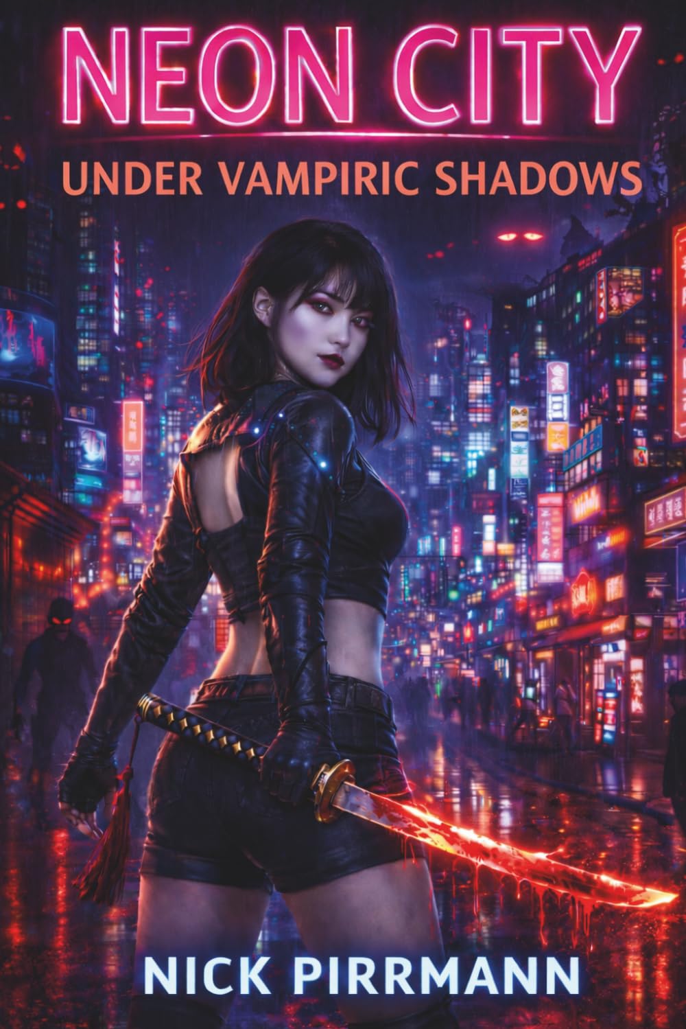 Neon City Under Vampiric Shadows