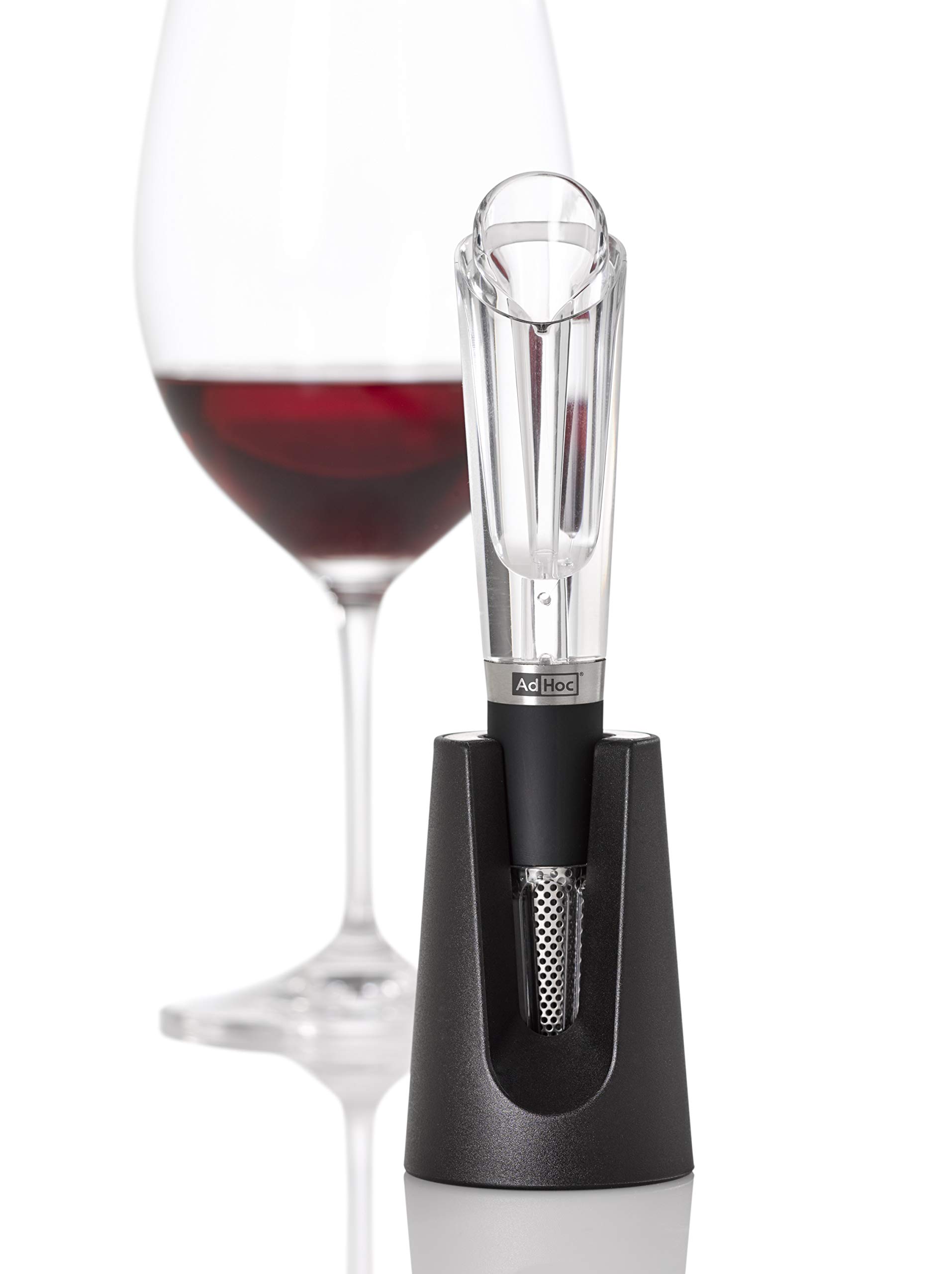 AdHoc VA10 Vine – Aérateur & bec verseur à vin avec effet Venturi | Filtre en maille inox pour décantation instantanée, versement anti-​goutte & oxygénation rapide