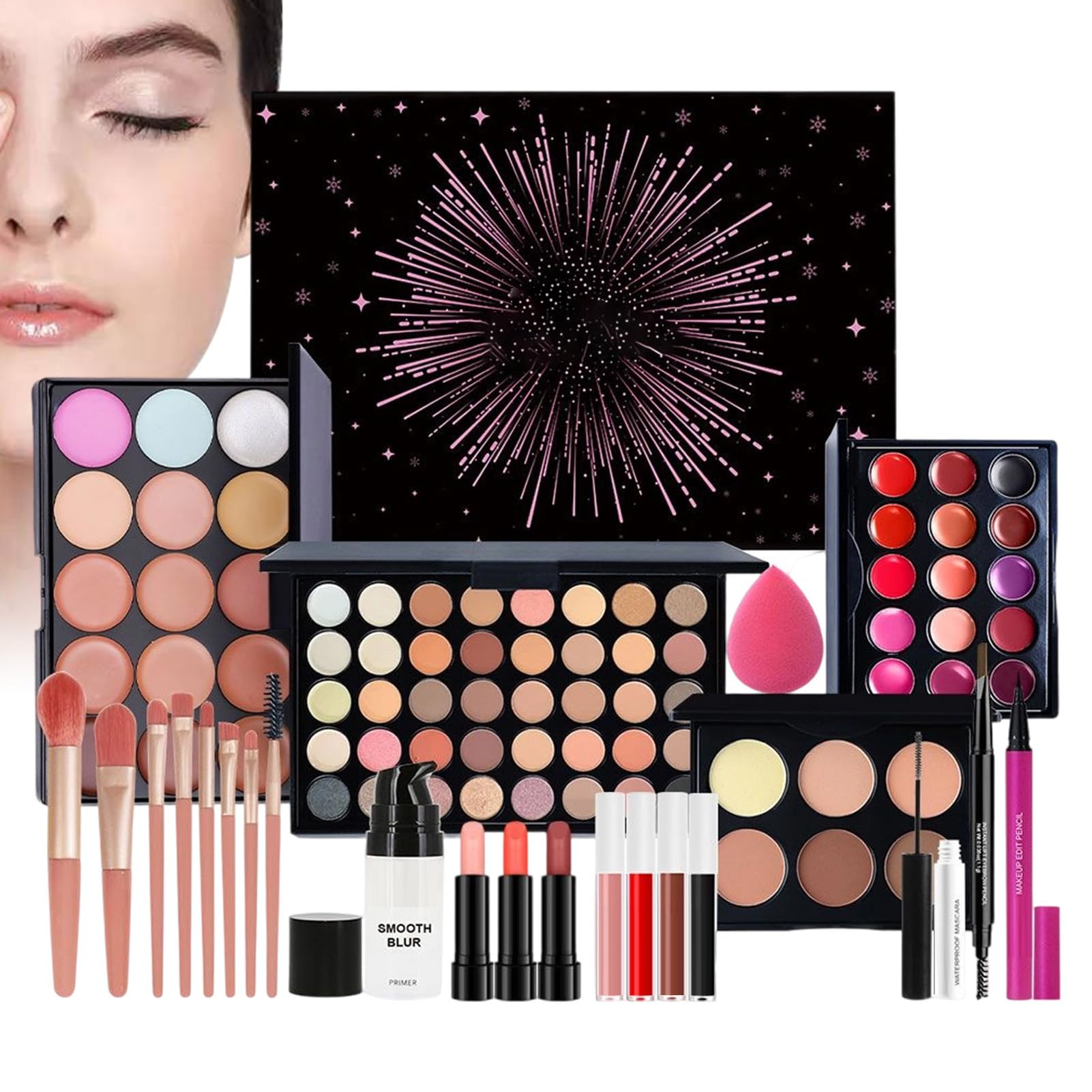 Kit Di Trucco,Palette, Rossetto E Pennello | Kit Completo Con Palette Di | Ombretti - Per Donne, Ragazze, Adolescenti, Principianti, Compleanno, Natale, Moglie, Festa Della Mamma