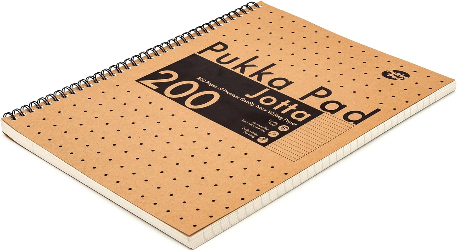Pukka Pad, Jotta Notebooks – Pack of 3 Twin-Wirebound Notebooks – 80GSM Paper with 8mm Lines - Features Microperforated Edges and 4-Hole Punch Margins (A4)