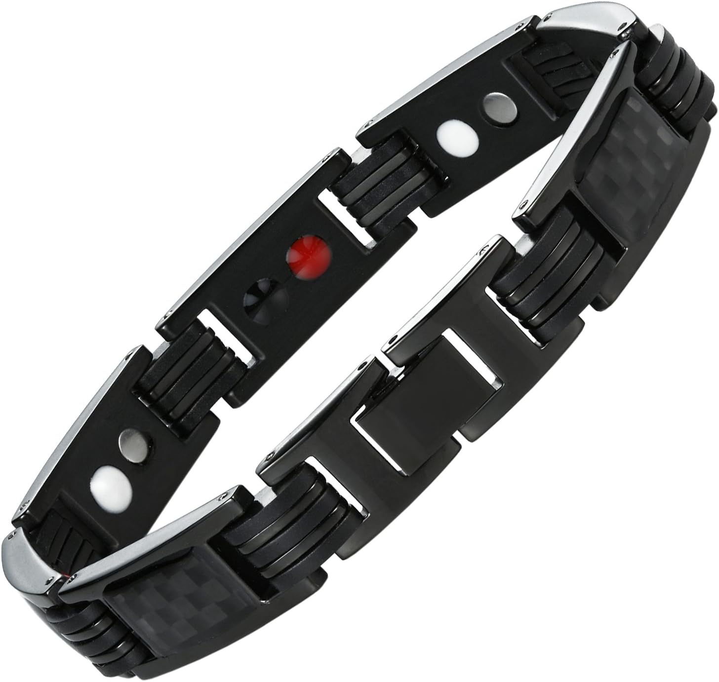 Urban Jewelry Men’s Titanium Bangle Bracelet Collection – Carbon Fiber Inlay, 8.7" Length, Polished Link Design, Black & Blue Variations, Secure Clasp, Gift Box