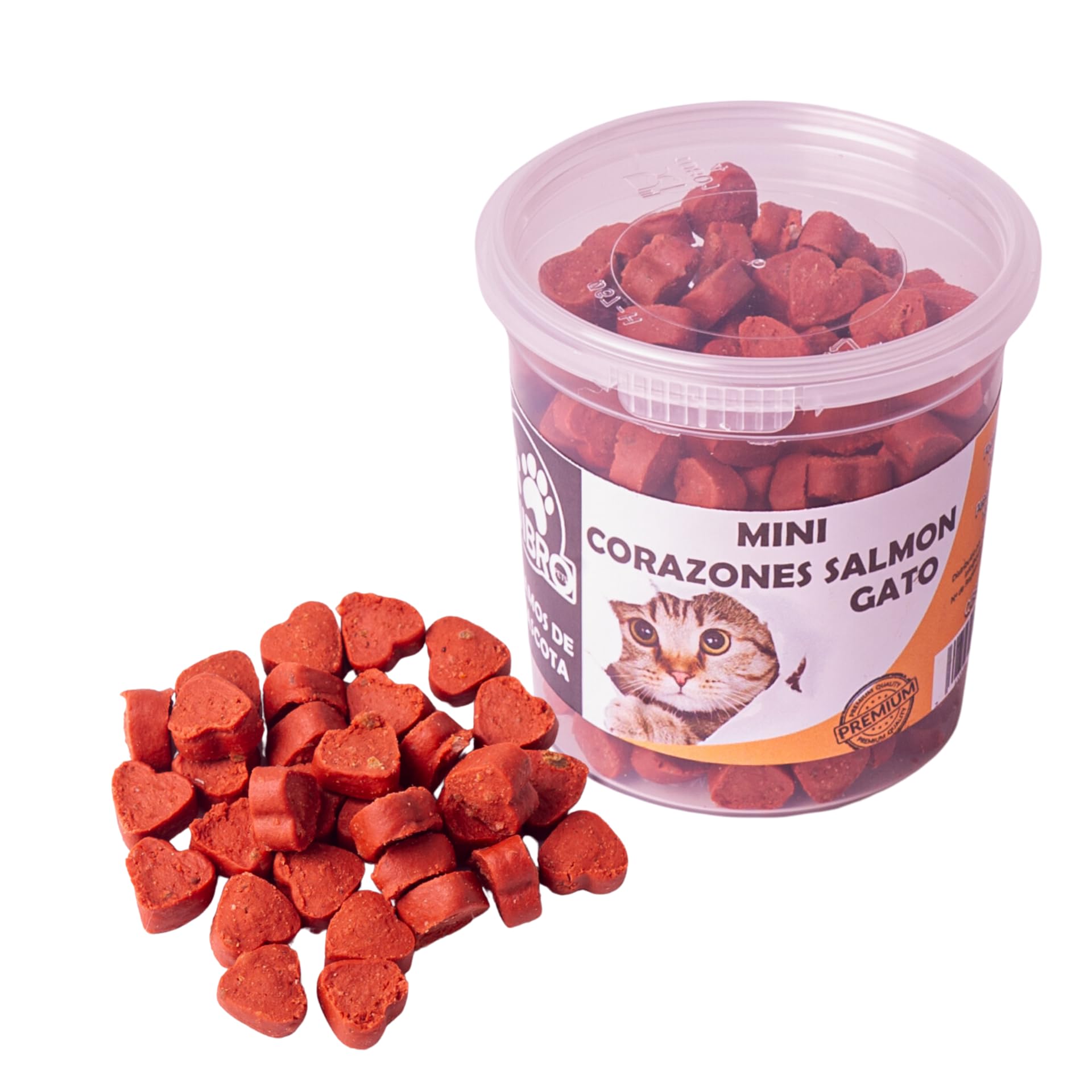Quibropets Mini Corazones de Salmón para Gatos 100g - Snack Nutritivo, Rico en Omega 3, Alta Palatabilidad, Pack de 12 Unidades, Ideal para Premios y Entrenamiento (100g x 12, Salmón)