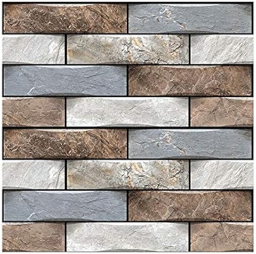 Miniatura 4 de 10 hojas de azulejos de mármol de diseño más grueso, 12 x 12 pulgadas, para despegar y pegar, autoadhesivo, para cocina, baño, color mármol azul