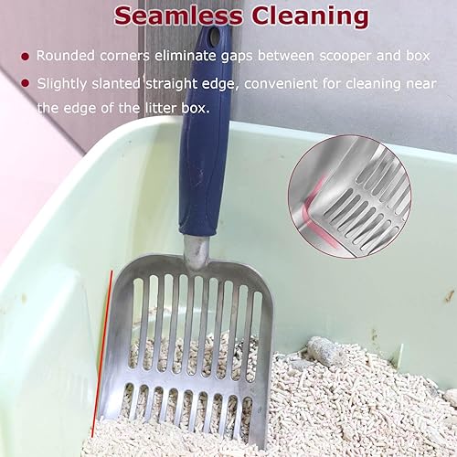 Miniatura 4 de Frxat Cuchara de arena para gatos, pala de arena de aleación de aluminio, adecuada para todos los gatos de arena, pala de basura duradera de metal,