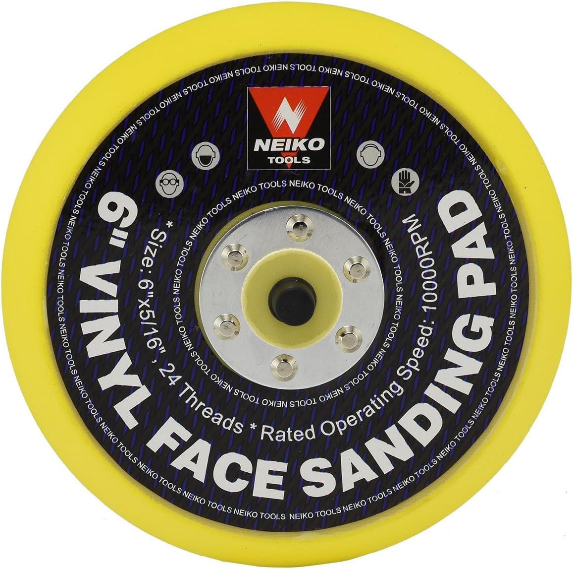 NEIKO 30262A 6" Sanding Pad with Vinyl PSA Backing, 5/16” Arbor with 24 Thread Mounts, 10,000 RPM, Sanding Pads are Ideal for Orbital and Dual Action Sander