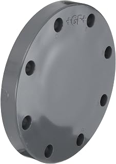 GF Piping Systems PVC Pipe Fitting, Blind Flange, Schedule 80, Gray, 4"