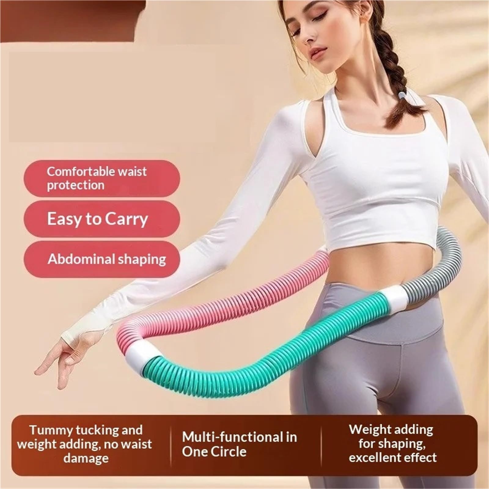 Hula hoop pieghevole a molla Spring Hula Hoop Fitness for adulti Peso in vita pieghevole addominale