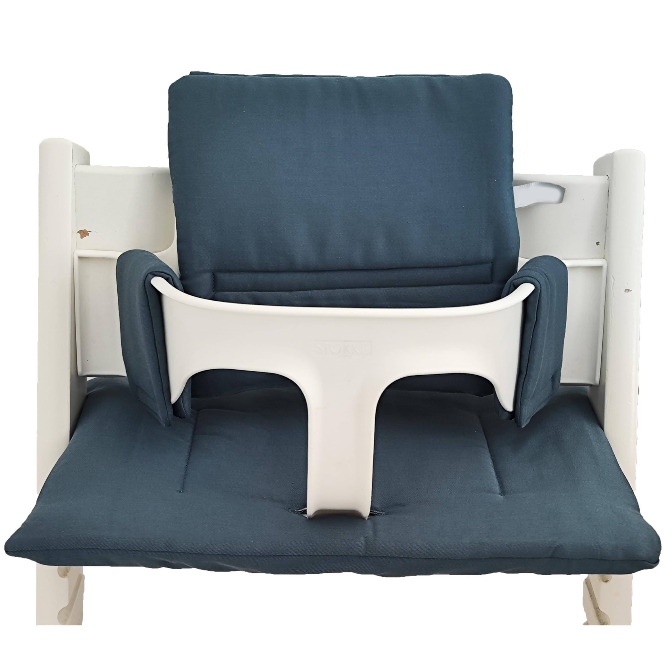 Kadem® Cuscino da seduta in 100% cotone biologico, classico cuscino per seggiolone, 2 pezzi, adatto per seggiolone Stokke Tripp Trapp, lavabile in lavatrice, facile fissaggio rapido, blu