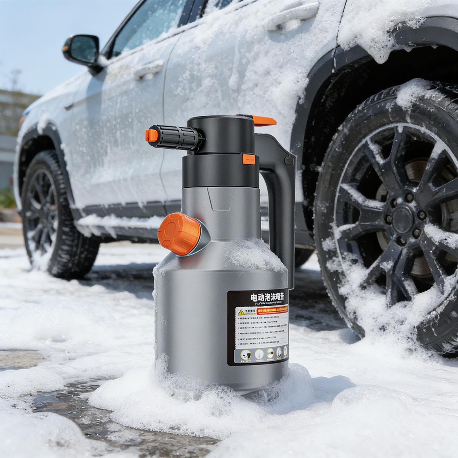 Elektro-Schaumsprüher 2L Tragbar Wiederaufladbar mit Messbecher | Hand-Schaumpumpensprüher Für Auto, Fahrzeug, Haushalt, Küche, Außenbereich, Garten, Reinigung, Bewässerung