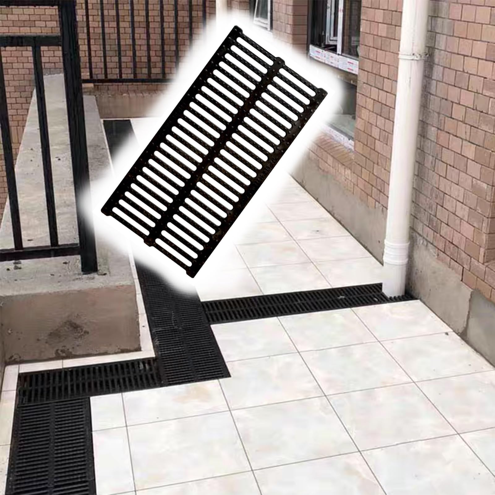 LWJSOCP Trench Drain Grate,Removable Trench Drain Grates for Balcony, Kitchen & Garage - 20x2.5cm Sewage Drainage System, Stormwater Grating Plates, Heavy-Duty Floor Drain Solutions