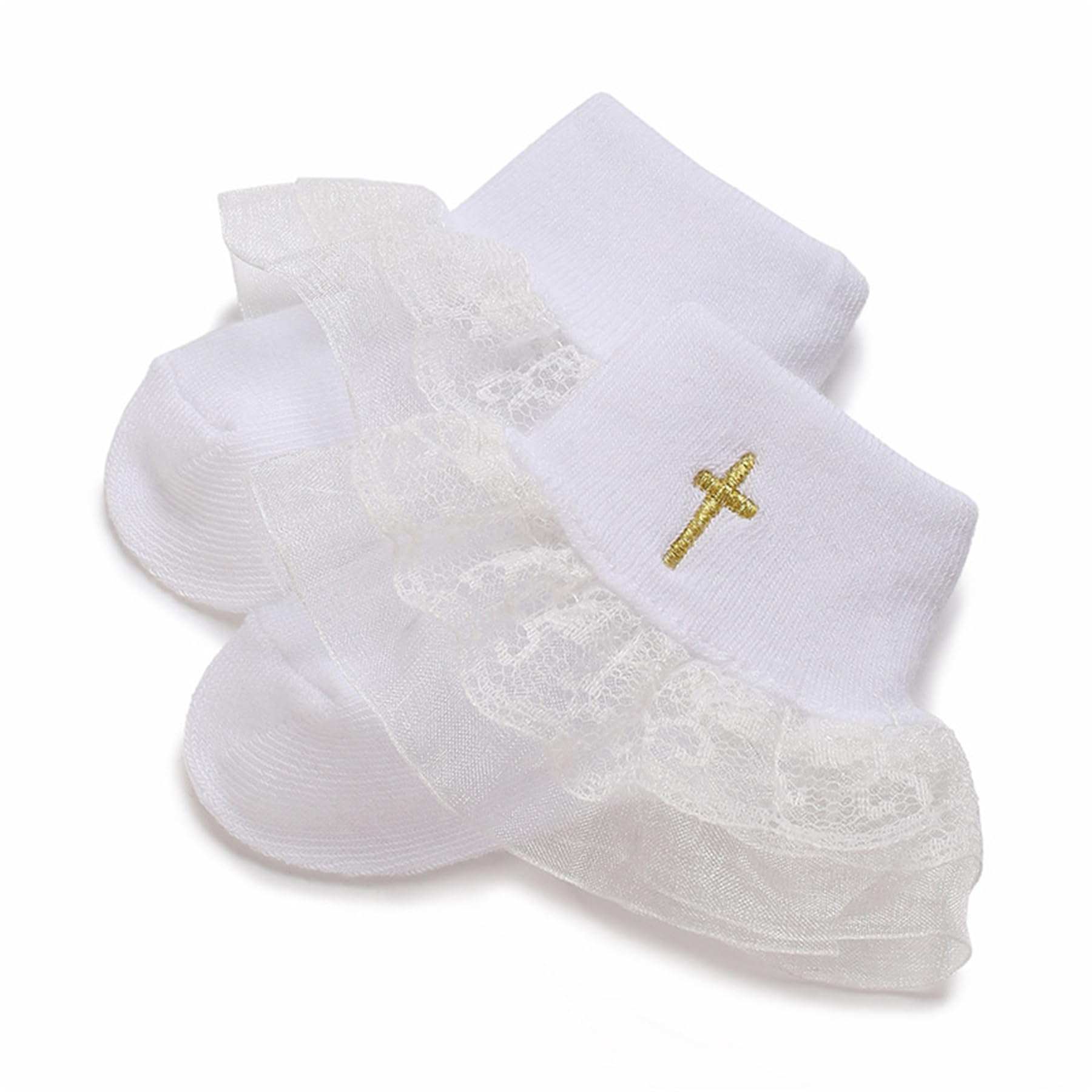 Baby Taufe Schuhe und Socken, Jungen Mädchen Baby Kleinkind, weiche Sohle weiße Taufe Sneaker Socken, 3 Stück