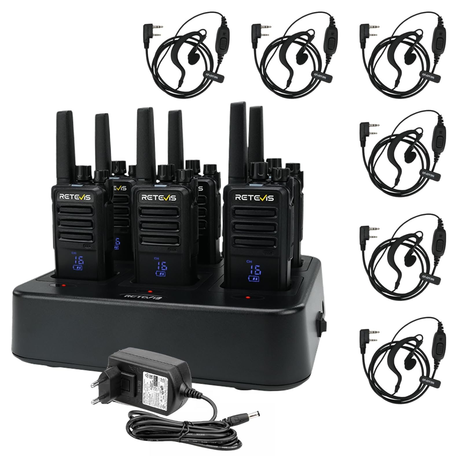 Talkie Walkie RT668H Retevis Pack de 6 avec Chargeur Multiple Noir - 7