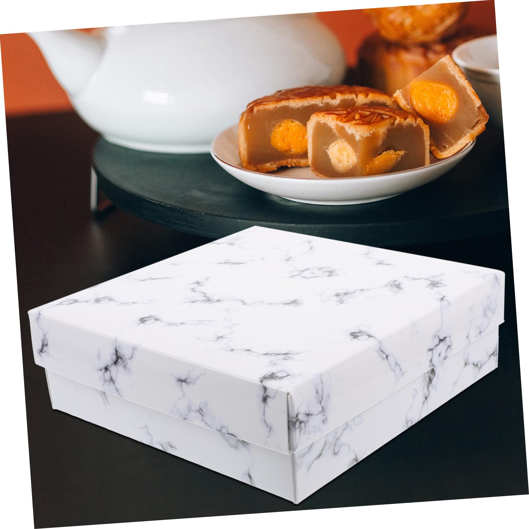 TOPBATHY Scatola per Dolci Marmo Bianca 10 Pezzi in Carta per Feste
