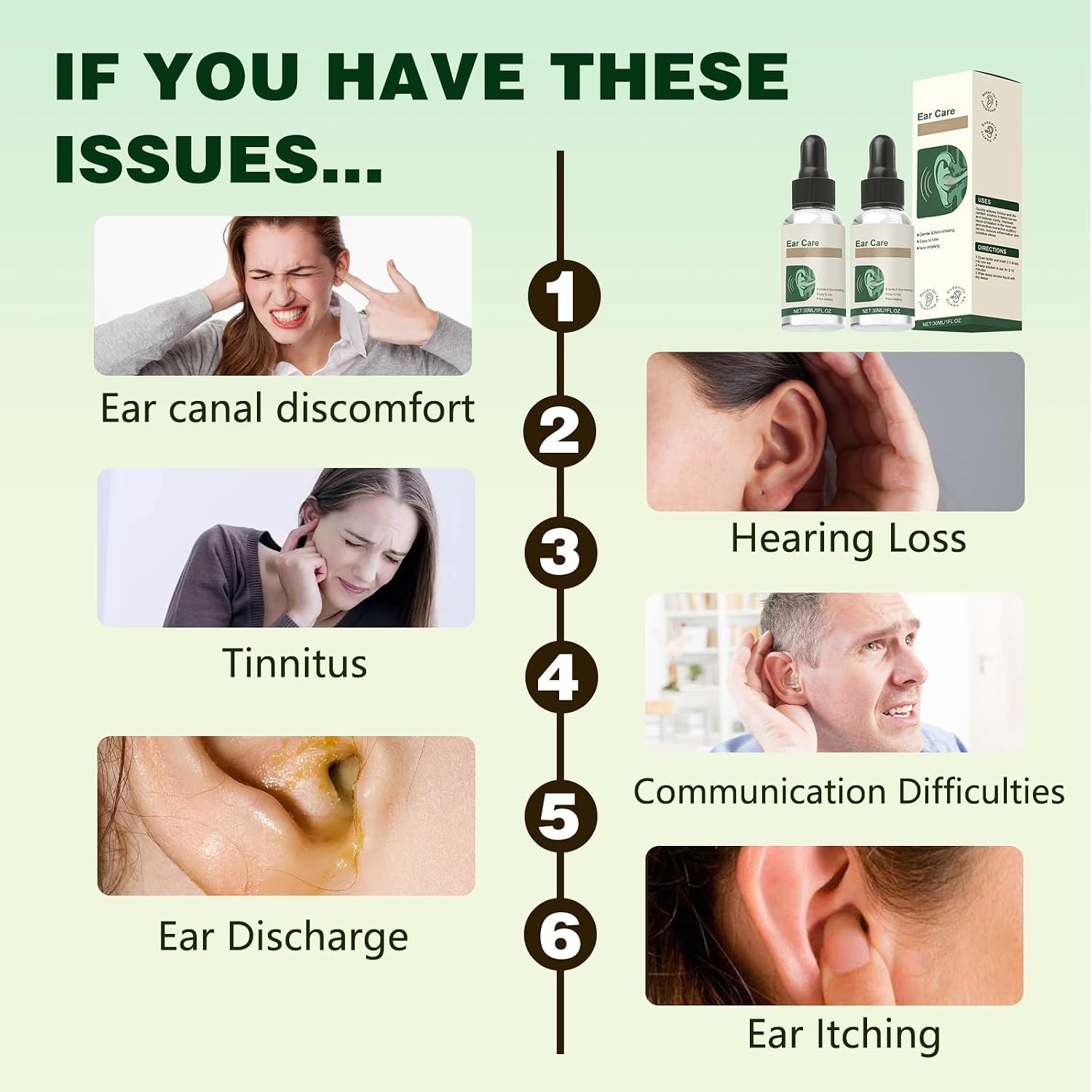 2PCS Ear Care Drops for Ringing Ears, Earwax Removal Serum, Ear Drop with Botanical Extracts for Tinnitus, Buzzing Ears, Swimmer's Ear & Earwax Removal