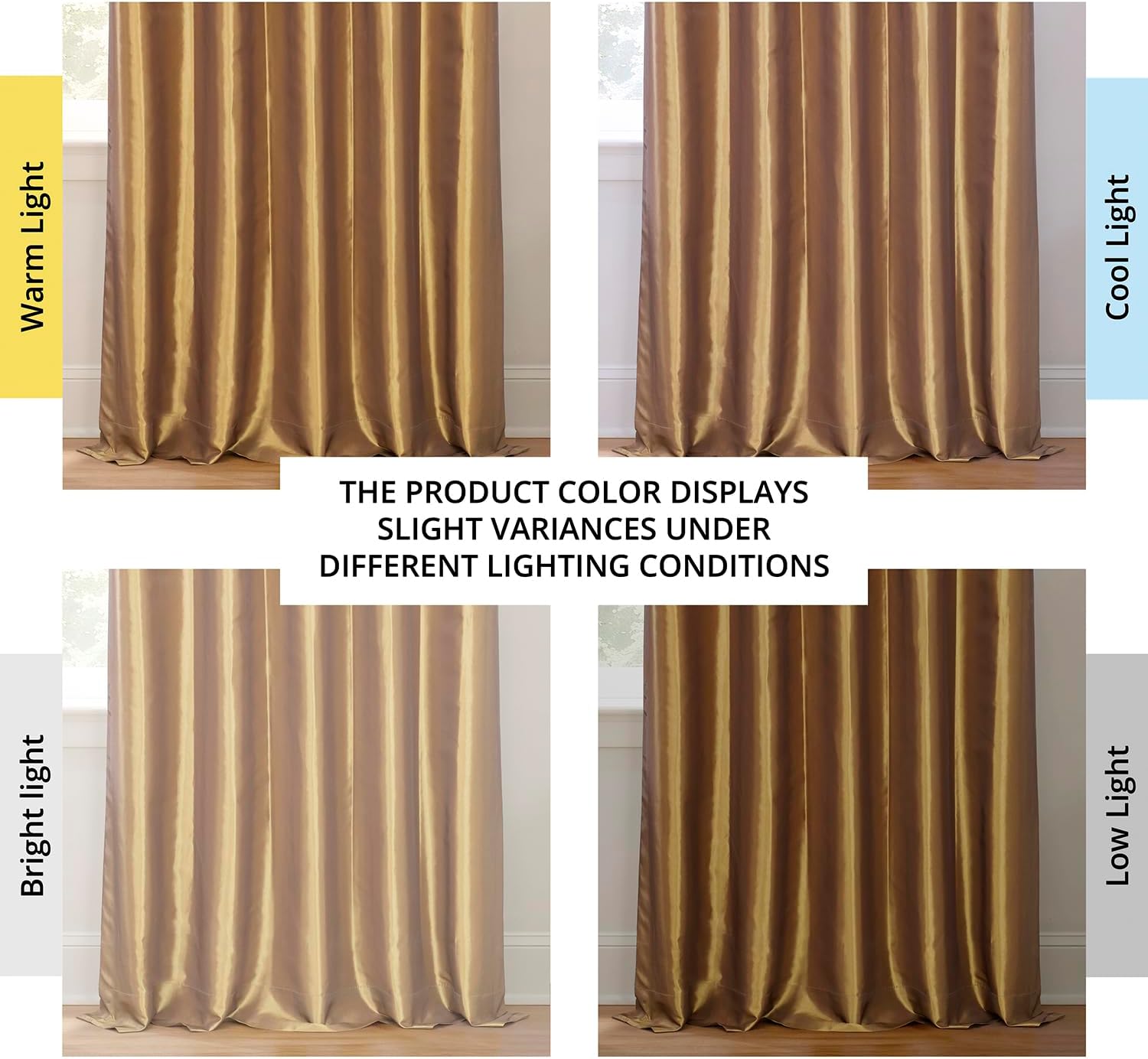 HPD Half Price Drapes Blackout Curtains for Bedroom & Living Room - Faux Silk Taffeta Blackout Curtain 50 X 120 (1 Panel), PTCH-BO404-120, Golden Spice