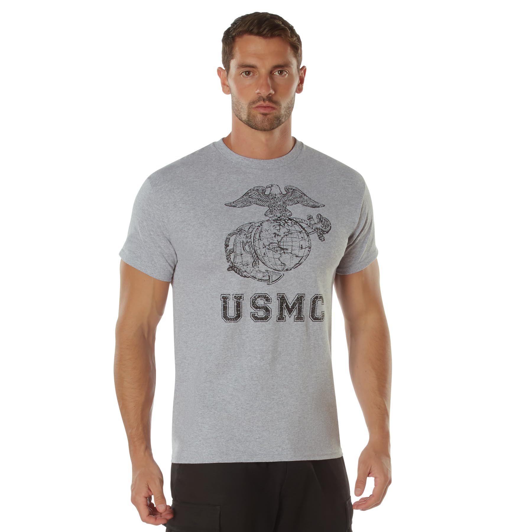 Rothco Grey Vintage Usmc Officially Licensed Globe & Anchor T-Shirt (Large)
