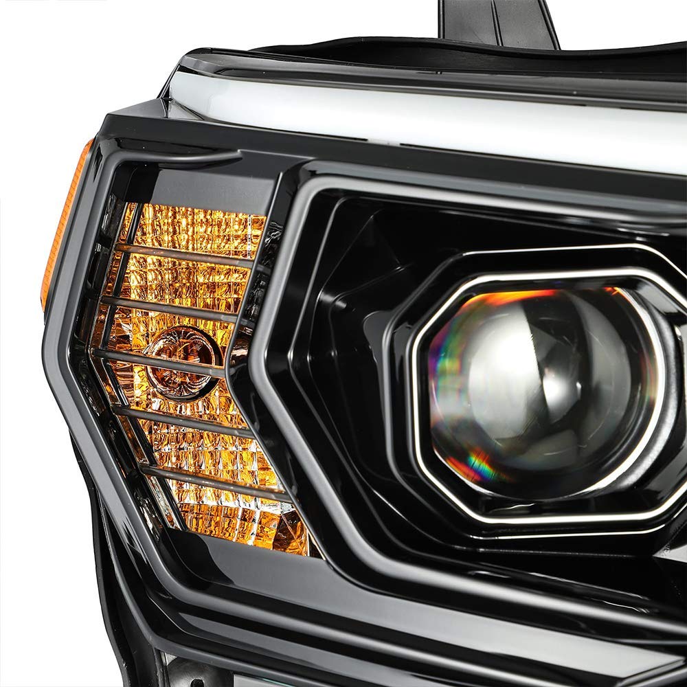 AlphaRex Polished Black Headlight Assembly with H7 LED Bulbs For 1420