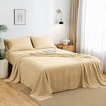 Ensemble complet de feuilles, 4 Feuilles de lit en pièces pour ensemble de lit à taille pleine, 16 Inch Feuilles complètes Deep Pocket, Hotel Luxe Soft et Respirant Microfibre Refroidissement, ride libre & Résistant au fade, Beige
