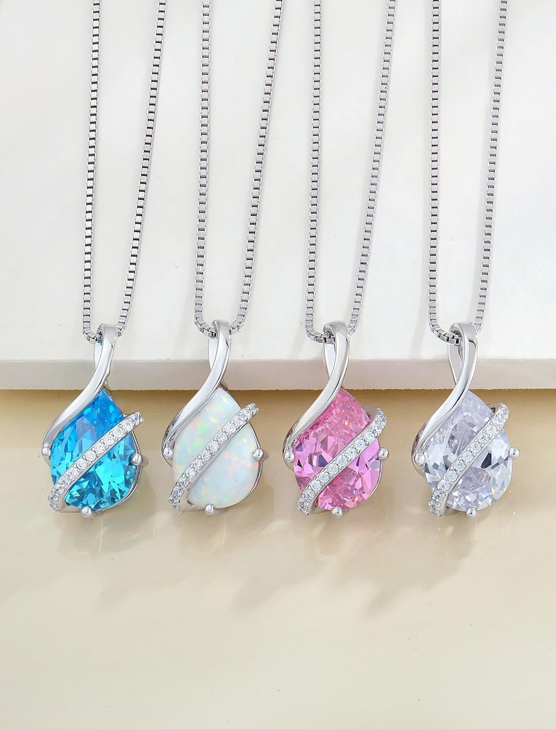 YL Teardrop Necklace 925 Sterling Silver Infinity Pendant 10x14 MM Birthstone Jewelry for Women - Image 4