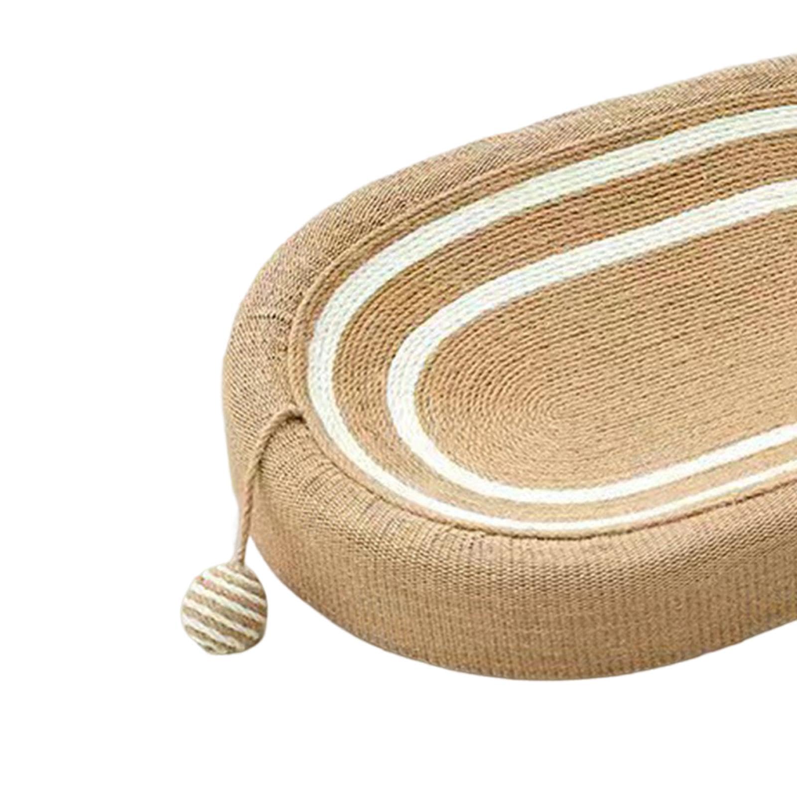 Colcolo Ovales Kratzbrett Katzen für Katzen, 3 in 1 Katzen Kratzmatte mit Ballspielzeug, Lounge Kratzpappe, Möbelschutz Schutz zum Spielen, Kratzbrett für Katzen, Weiß gestreift, Braun