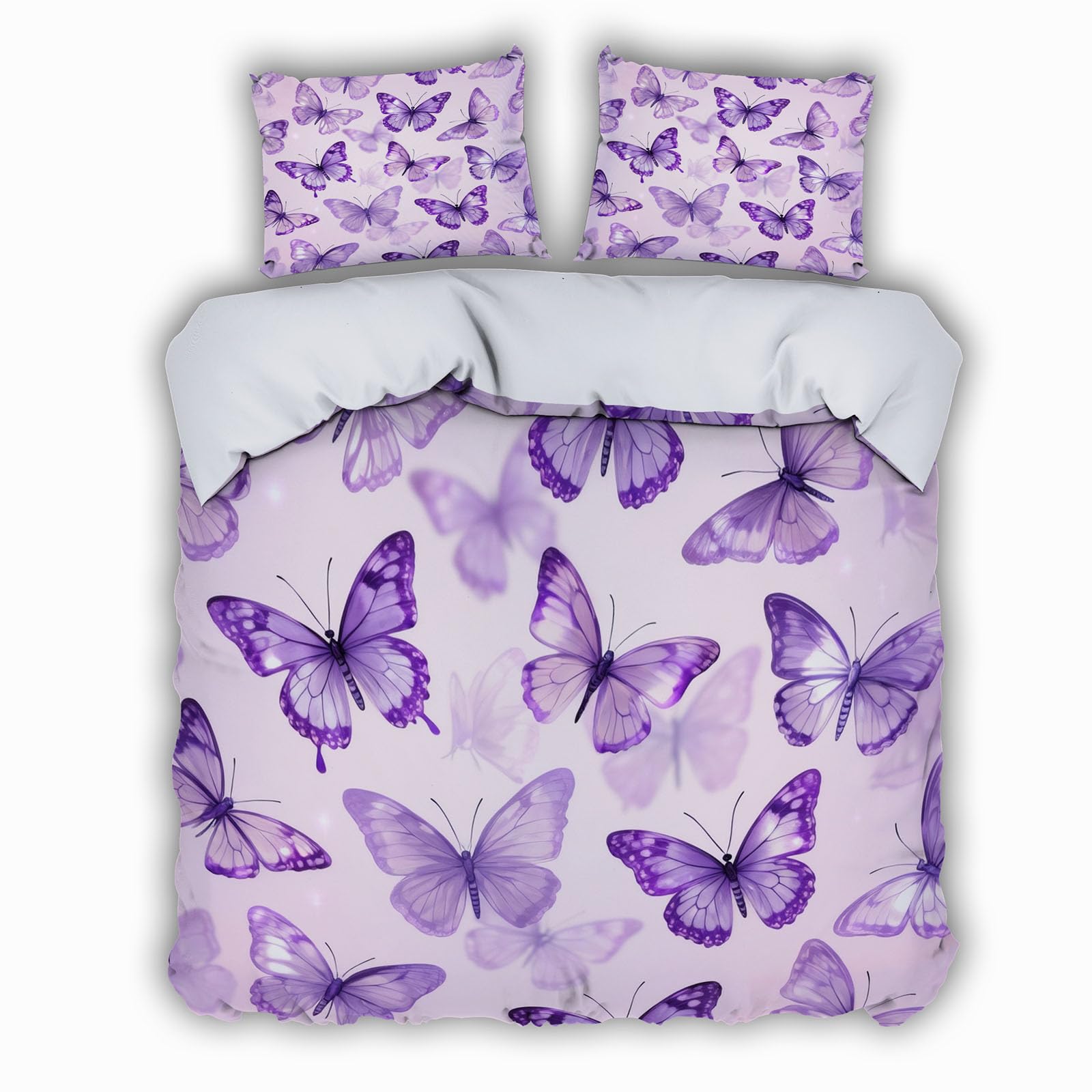 Parure de lit 240x260 papillon 3D en microfibre douce art esthétique