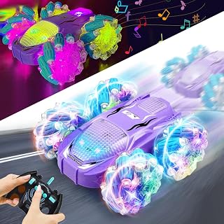 Remote Control Car for Girls, Stunt RC Cars 2.4 GHZ Double Sided with LED Lights, 360° Rotating Remote Control Crawler, Car Toys for 6 7 8 9 10 11 12 Girls Birthday Christmas