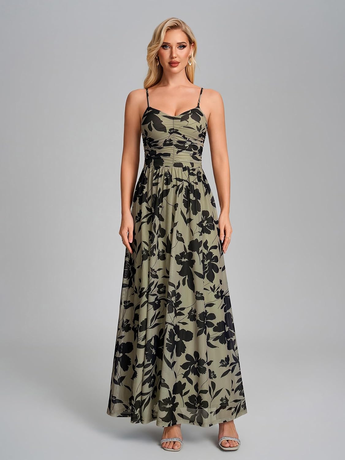 EYNMIN Floral Maxi Dress Spaghetti Strap Flowy A Line 2026 Spring Summer Wedding Guest Dresses for Women Long Sundress