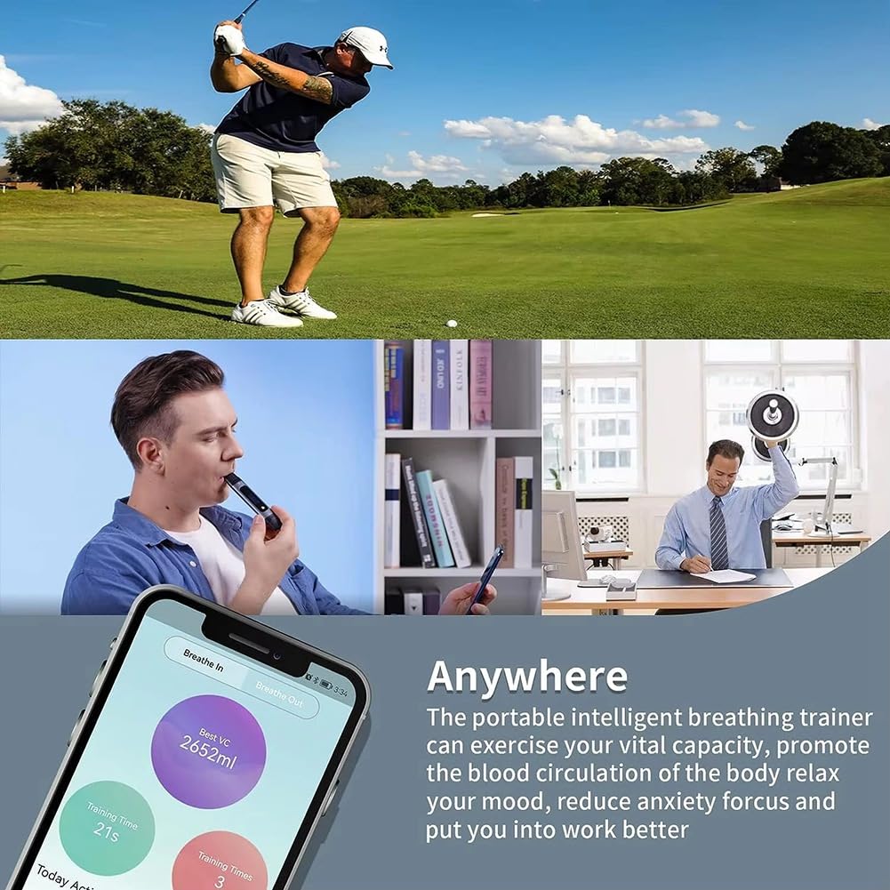 Espirómetro Bluetooth para Teléfono Móvil con Grabación de Datos, Equipo de Resistencia, Adecuado para el Entrenamiento de Respiración Pulmonar en Niños y Adultos.
