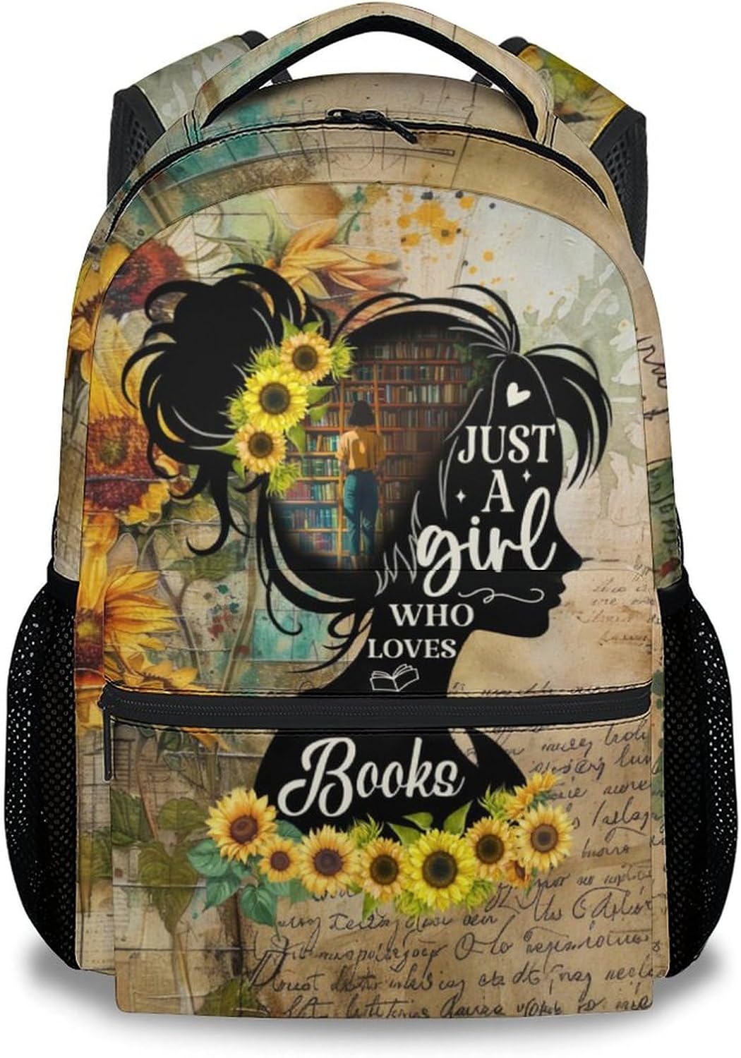 Girls Backpack for Kindergarten - 17 Inches Reading Backpack for School, Travel - Vintage Reading Book Bag for Kids