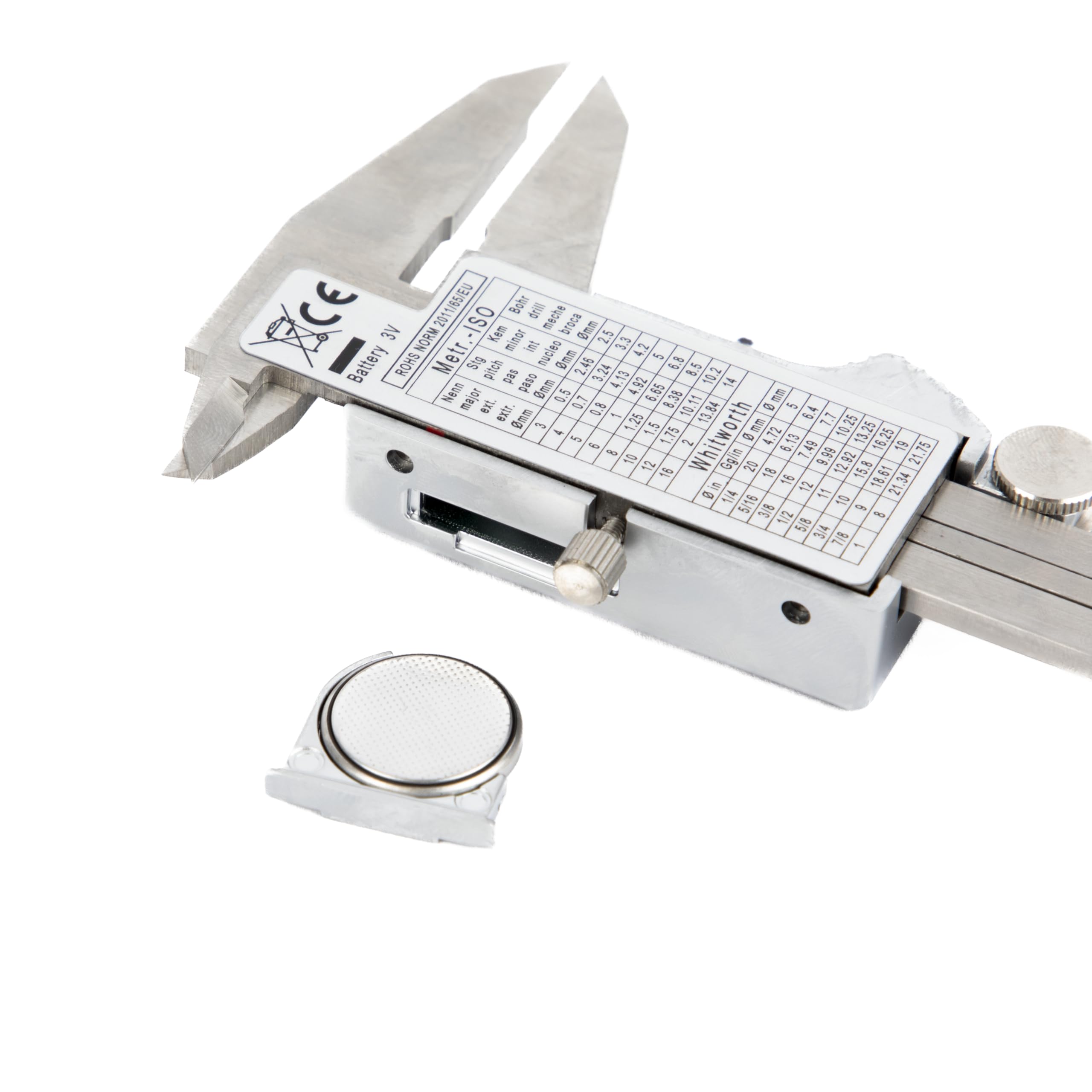 C.K Tools Digitaler Messschieber, 150 mm 6 Zoll Edelstahl Schieblehre, Großes Display, Metrische und Imperiale Anzeige, 0,01 mm Auflösung, Tiefenstange, Innen Außen Stufenmessung, ABS Etui, CK T3596