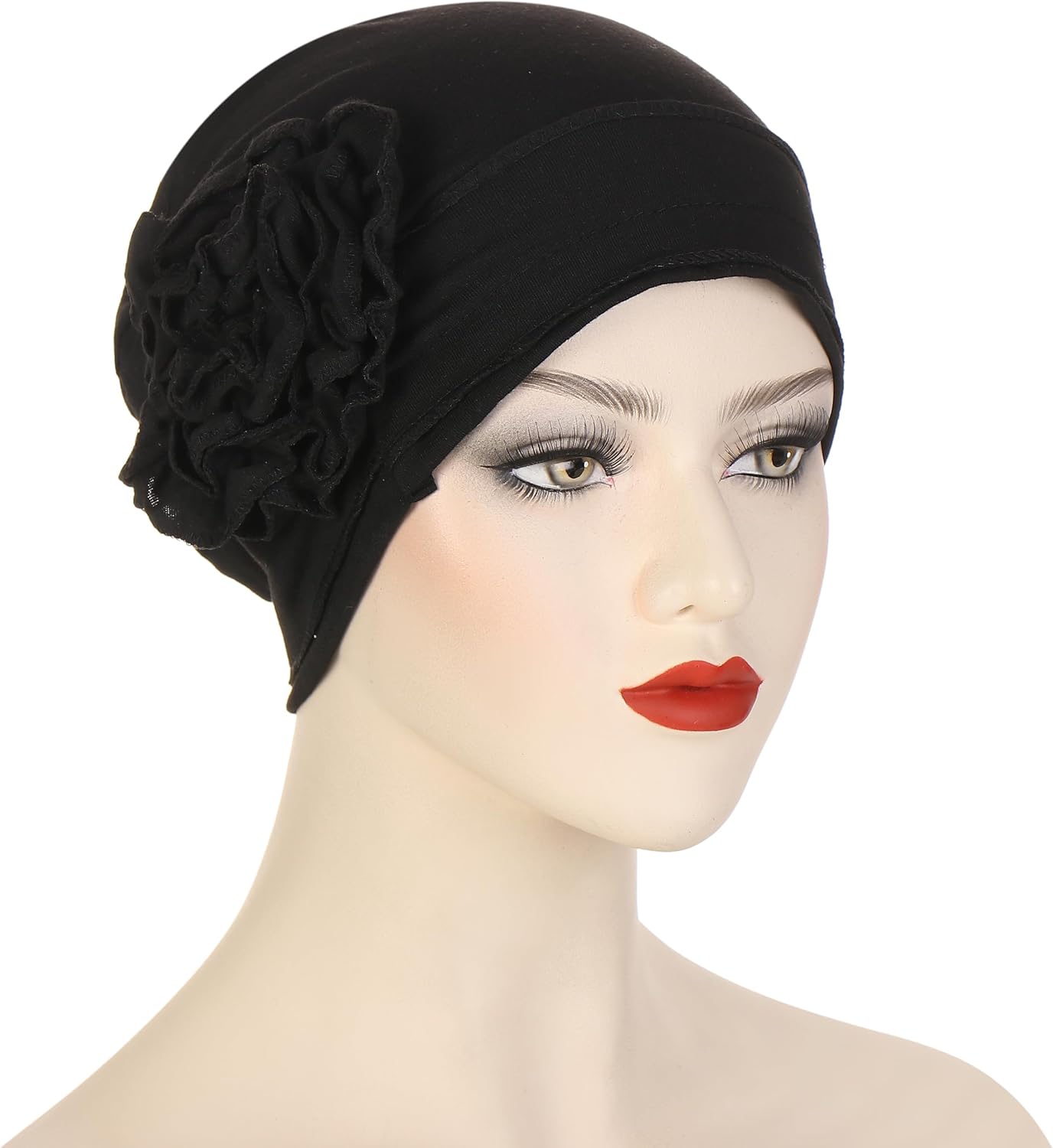 beauty YFJH Pre Tied Chemo Headwear for Women Solid Flower Turban Caps Cancer Beanies Headwrap Hair Loss Cover - Image 6