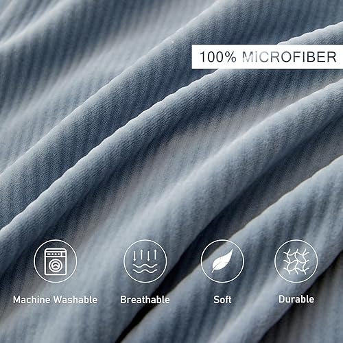 Miniatura 3 de ARYURBU Juego de edredón de franela tamaño Queen, 3 piezas, ultra suave, mullido, cálido, juego de cama gris de lujo para invierno con 2 fundas de