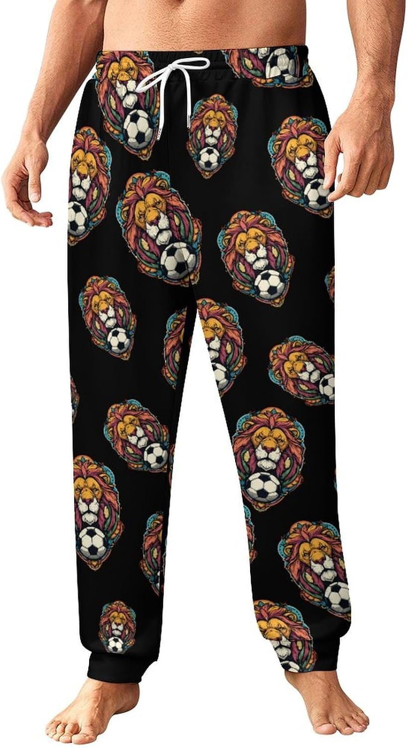 Lion Soccer Ball Casual Men's Sweatpants Lounge Pant 4X-Large