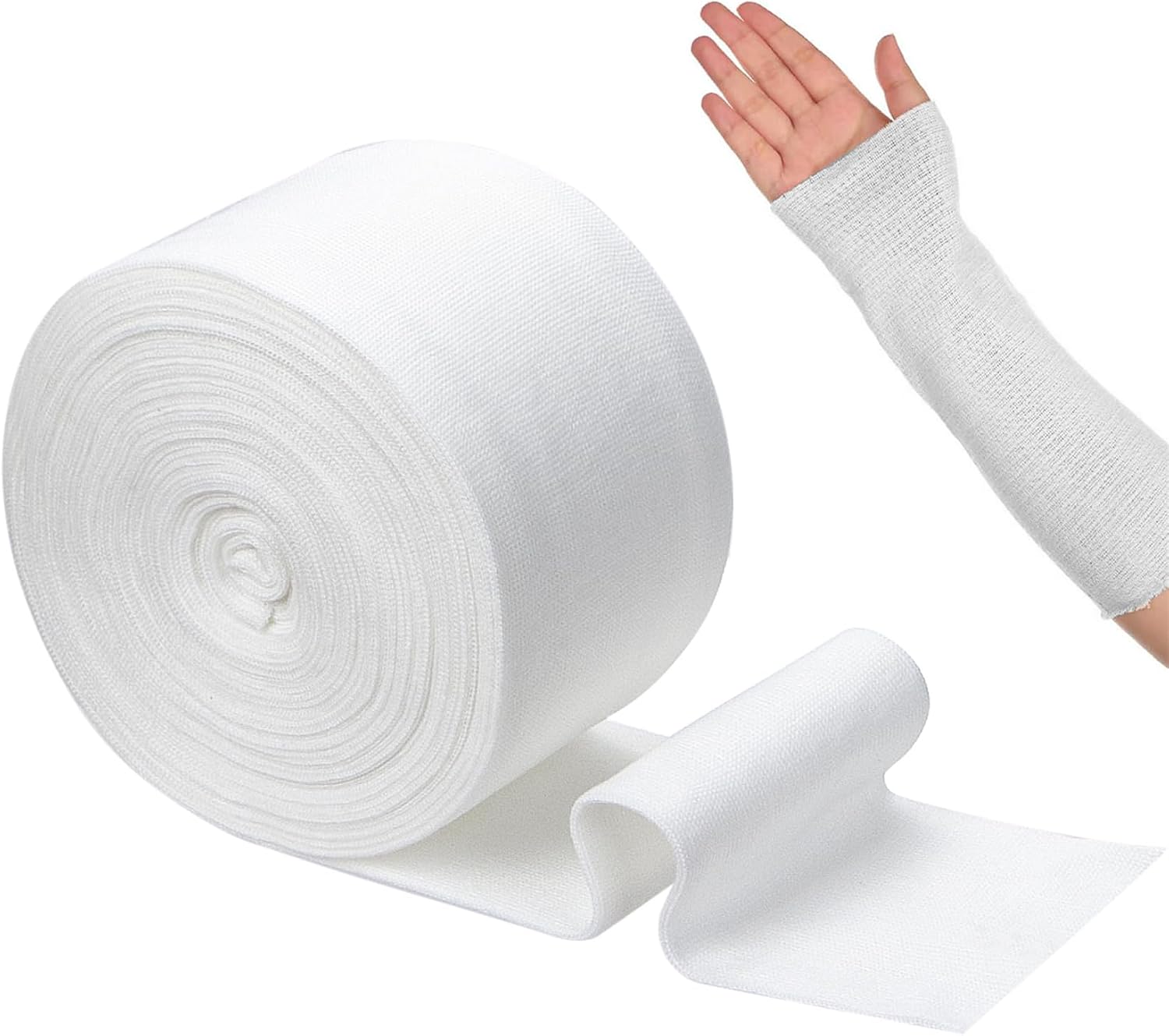 Tubular Bandages Elastic Tubular Support Bandage Washable Compression Wrap Roll Support Sprain Bandage for Arm Leg Knee 10CM x 5M Natural Color