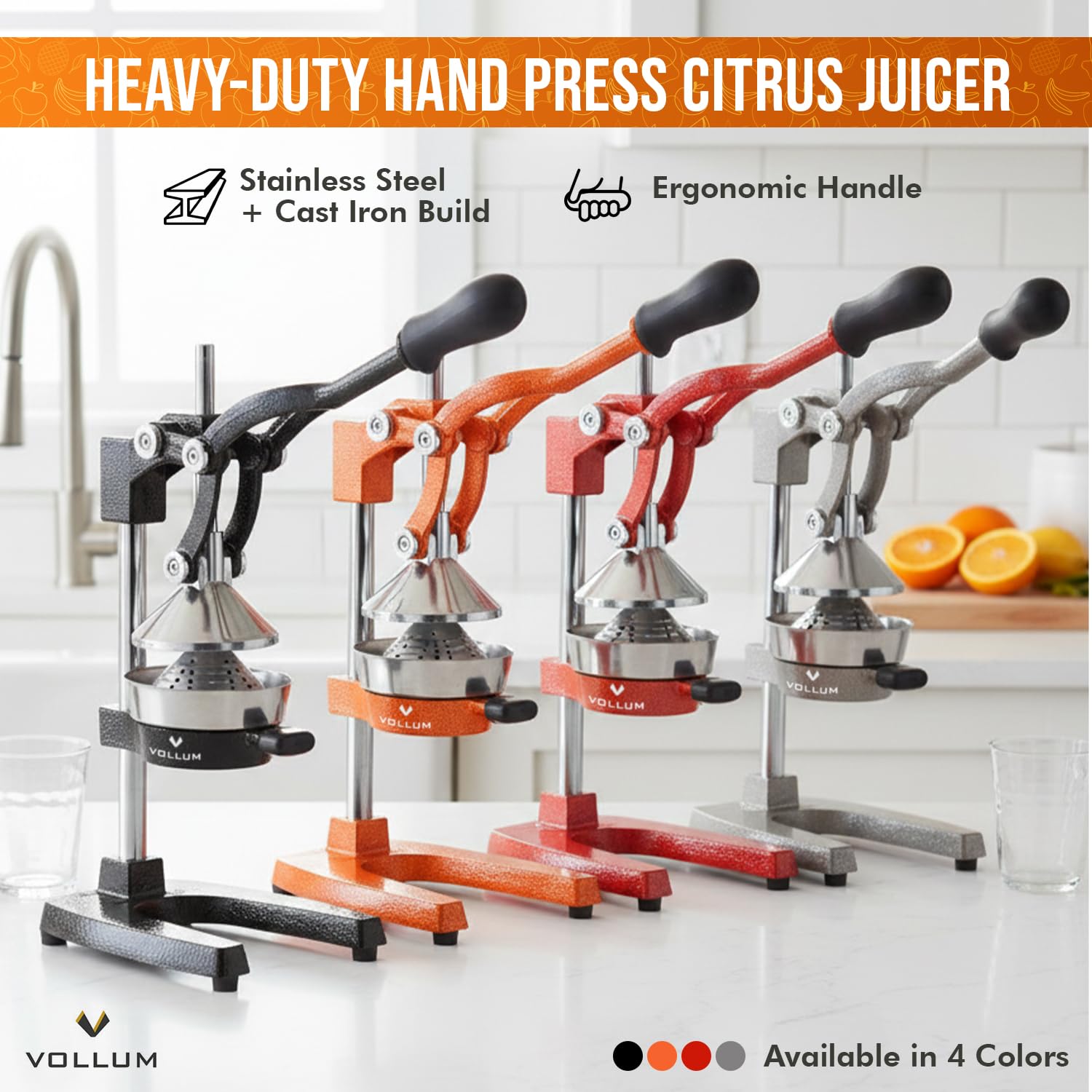 Exprimidor manual de frutas – Exprimidor de palanca de cítricos para el hogar de grado comercial para naranjas, limones, limas, pomelos y más – mancha.