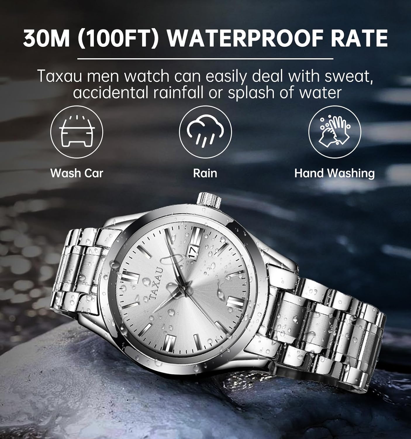 Mens Watches Dress Waterproof Analog Watches Stainless Steel Luxury Minimalist Men's Wrist Watch with Date Big Face Luminous Pointers & Scales relojes para Hombres - Image 2
