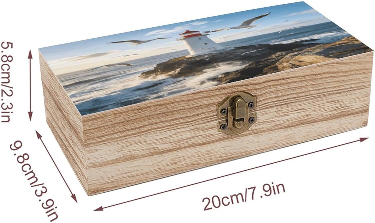 Lighthouse Seagull Wood Box Rectangular Organizer Box image 2