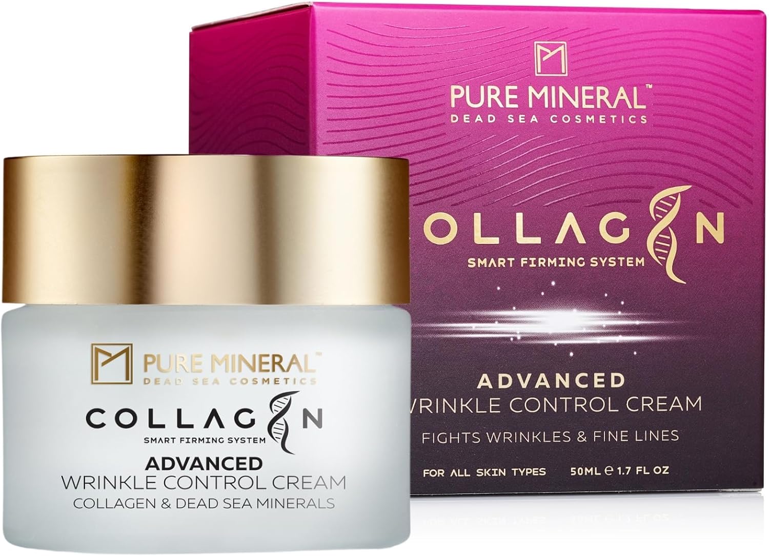 Pure Mineral – Geavanceerde Rimpelcontrole Collageen Crème – Dode Zee Mineralen, Vermindert Rimpels en Verstevigt, Liftend Effect – Zonder siliconen, sulfaten, parabenen – 50ml