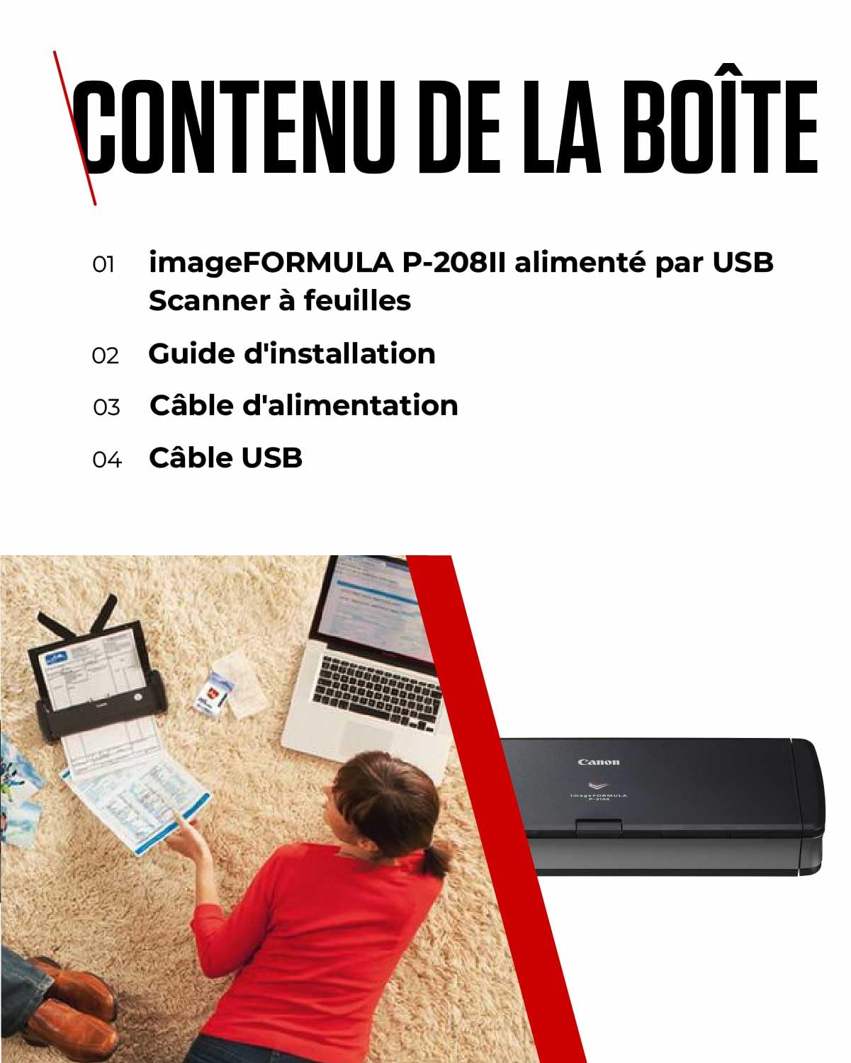 Canon imageFORMULA P-215II Scanner Portable, Recto Verso, USB, pour Maison, Bureau ou déplacements, 15 Pages/Min, Chargeur Automatique de Documents 20 Pages, Logiciel CaptureOnTouch Lite de