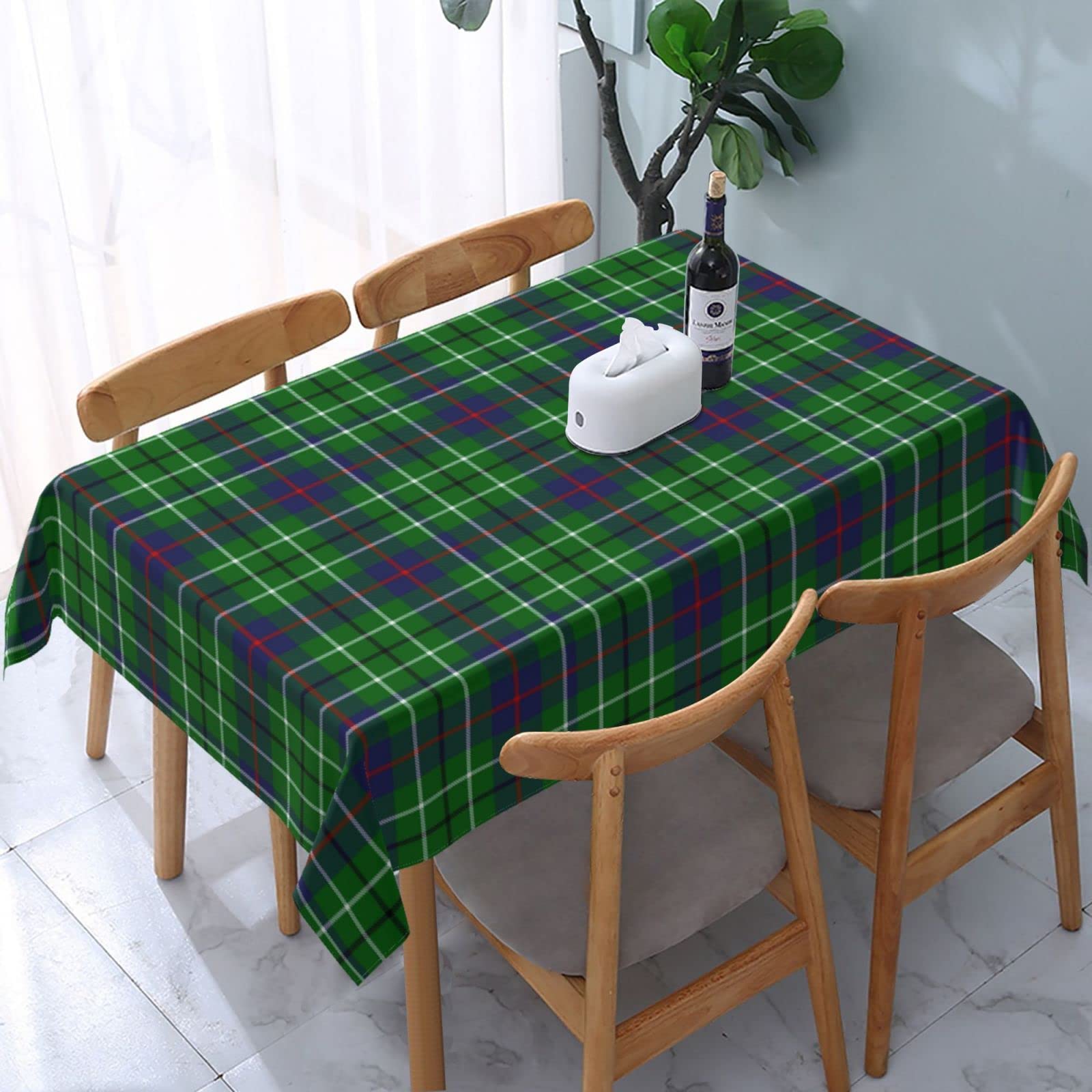 FWJZDSP Tablecloth Rectangle Scottish Clan Duncan Tartan Plaid Polyester Fabric Table Cloth, Water Resistant & Wrinkle Free Table Cover for Kitchen and Dining Room Tabletop 54"x72" (4-6 Seats)