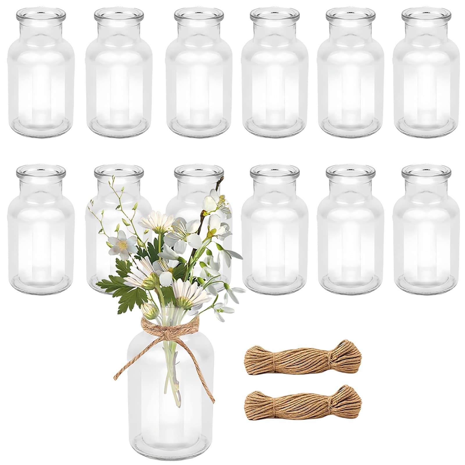 Dyuee Clear Glass Set Small Glass Bud Vase 12Pcs Flower Vase Plant Vases 125Ml Mini Vintage Vases