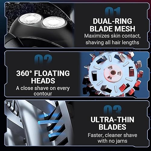 Miniatura 3 de Afeitadora eléctrica multifuncional portátil, mini afeitadora eléctrica para hombres, cuchillas de doble anillo, impermeable Ipx4, tamaño de