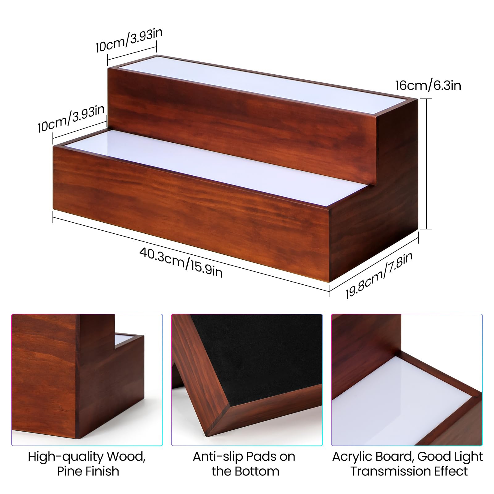 Étagères De Rangement Autoportantes – Présentoir Pour Bouteilles D'alcool éclairées Par LED, étagères De Bar Pour Bouteilles D'alcool | Organisateur De Statues En Acrylique à 3 Niveaux | Support De Ca