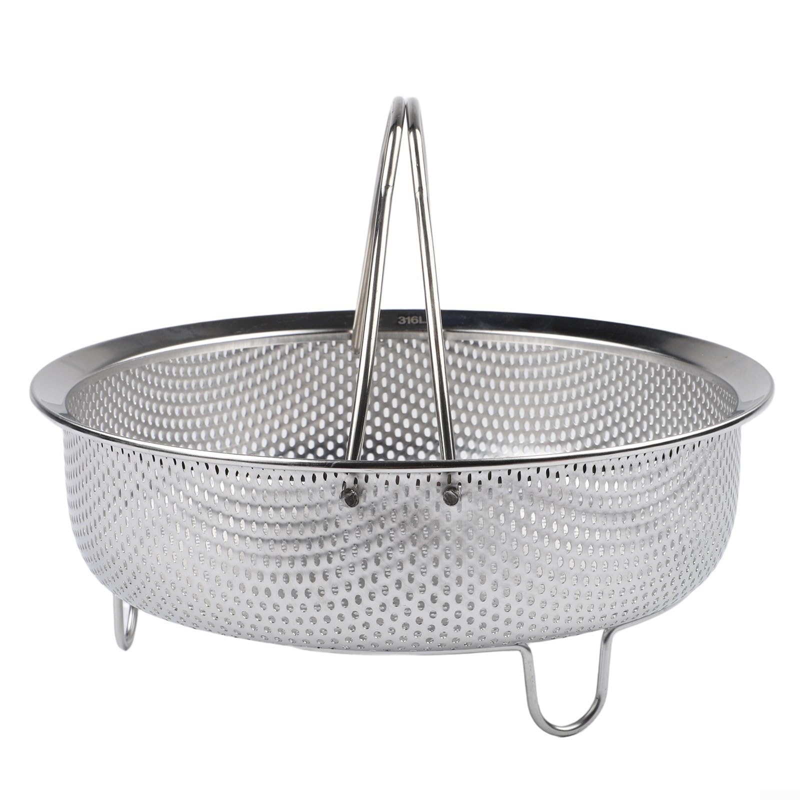 Cesta de vapor de acero inoxidable para olla arrocera en varios tamaños con patrón de agujeros densos y mango ergonómico para elevación segura (extragrande)