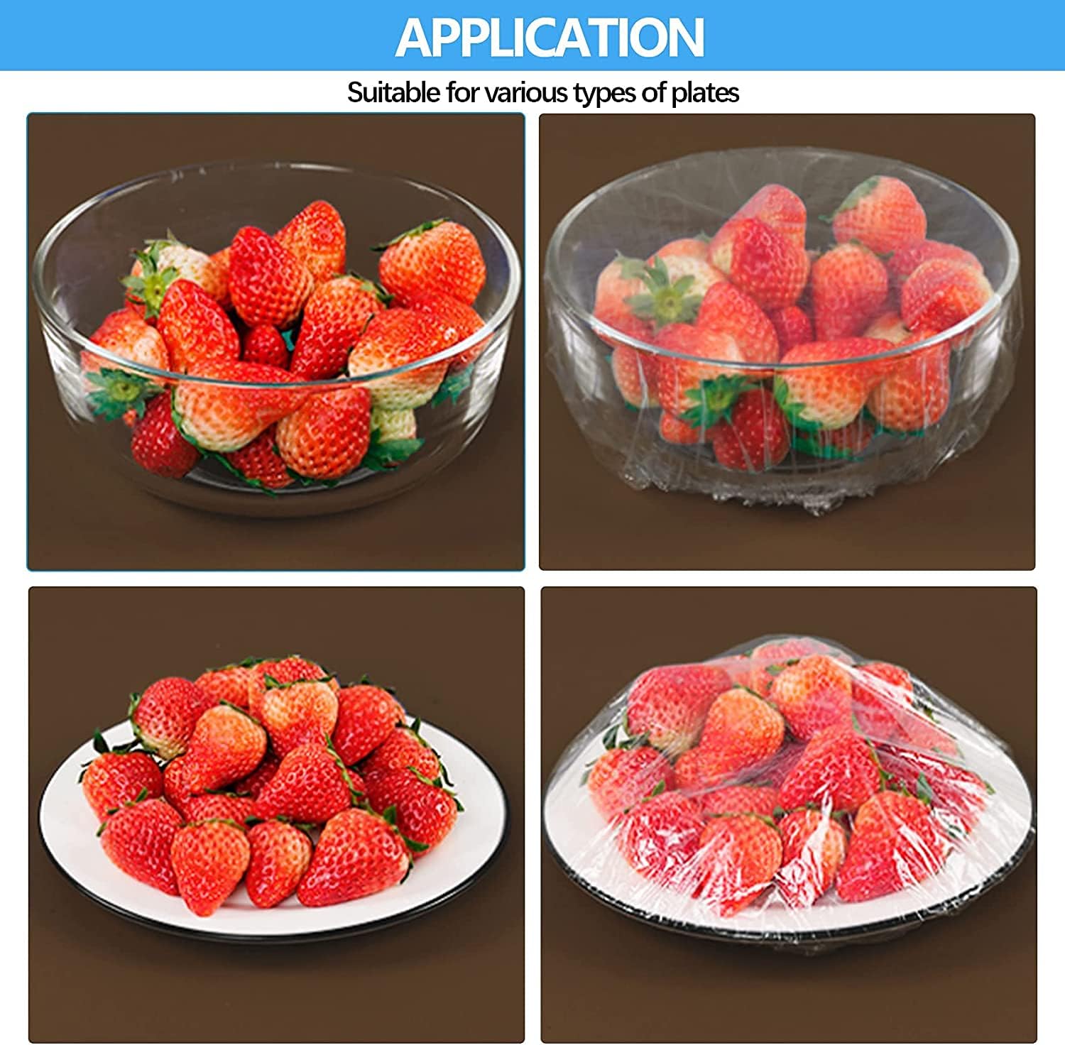 200Pcs Fresh Keeping Bags, Reusable Food Covers Plastic Wrap Bowl Covers Stretchable Food Storage Containers with Elastic, Clear Dish Plate Serving Covers Lids for Kitchen Family Outdoor Picnic: Home & Kitchen
