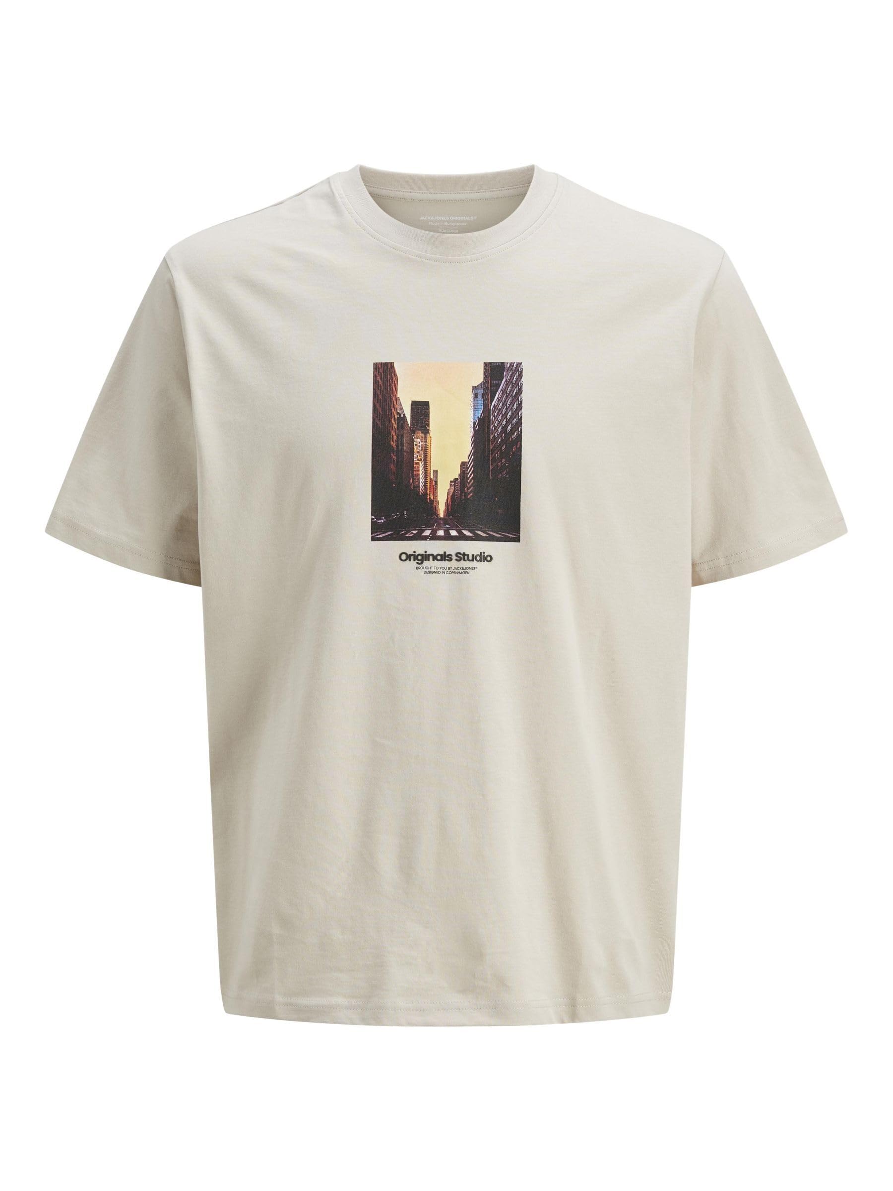 JACK & JONES Men's Jorvesterbro Picture Tee SS Crew Neck Sn, Moonbeam, S
